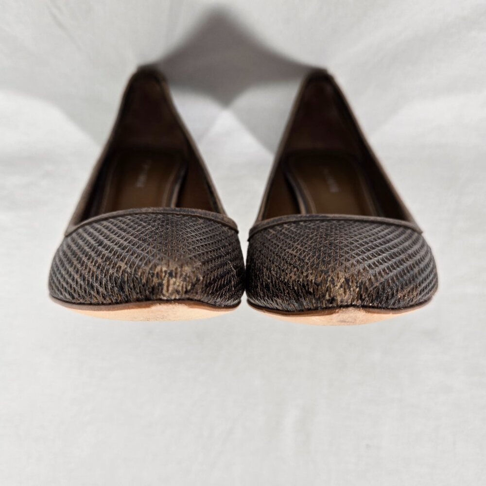 DONALD J PLINER Gold Metallic Brush Off LEATHER Pointed Toe Heel Pumps Size 8.5M - Picture 13 of 17